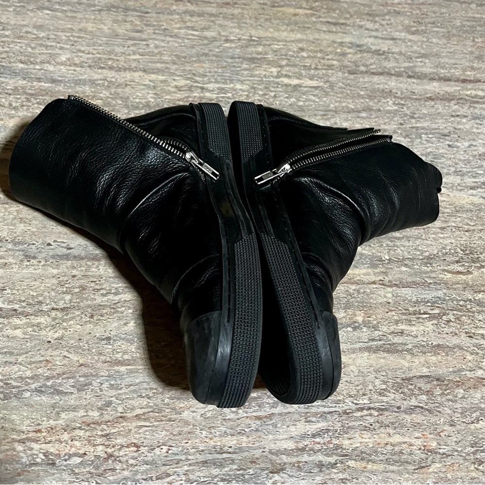 Marcella New York Lafayette Black Ankle Leather Boots with Double Zippers - Picture 14 of 16